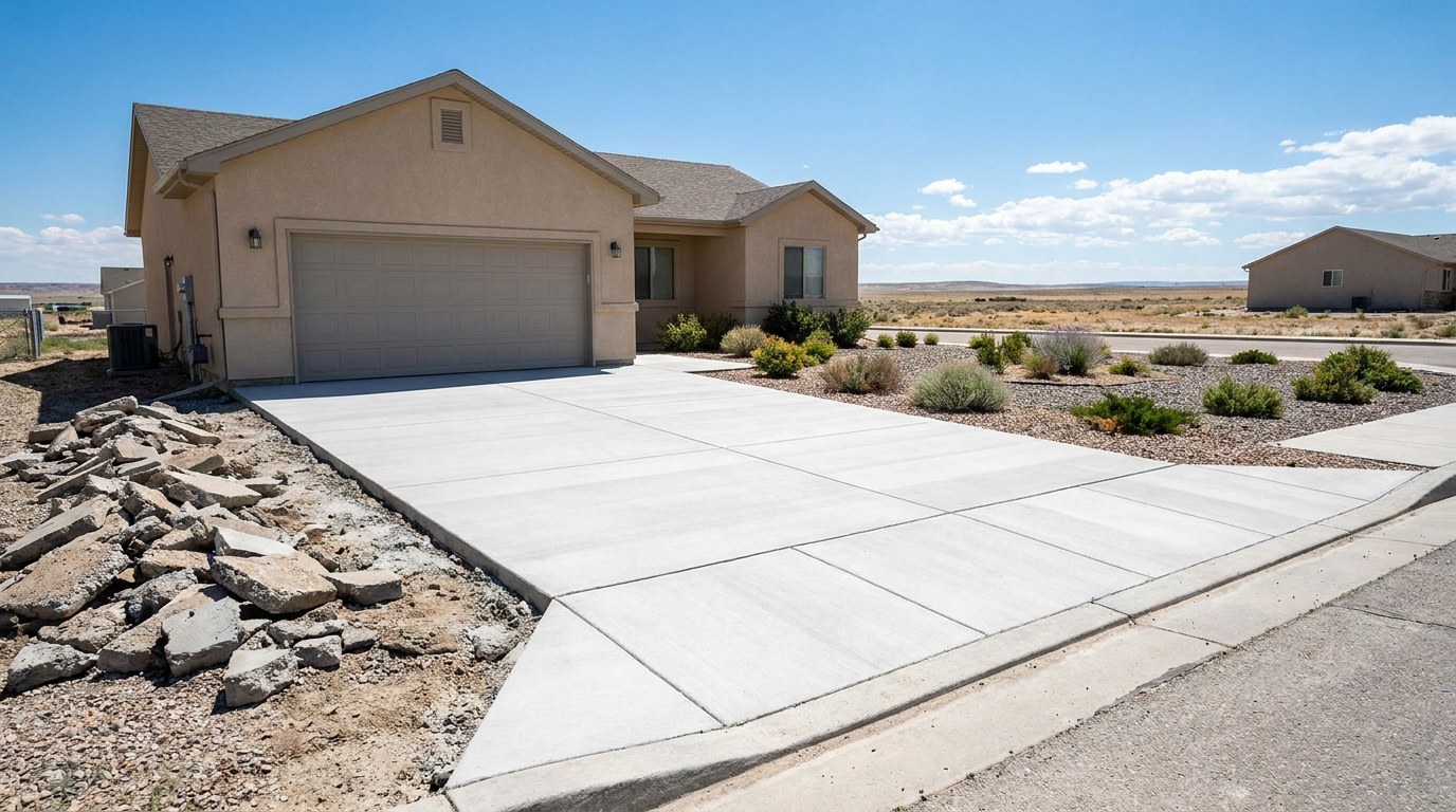 Concrete driveway replacement in Rock Springs Wyoming Sweetwater County Great Divide Basin high altitude freeze-thaw
